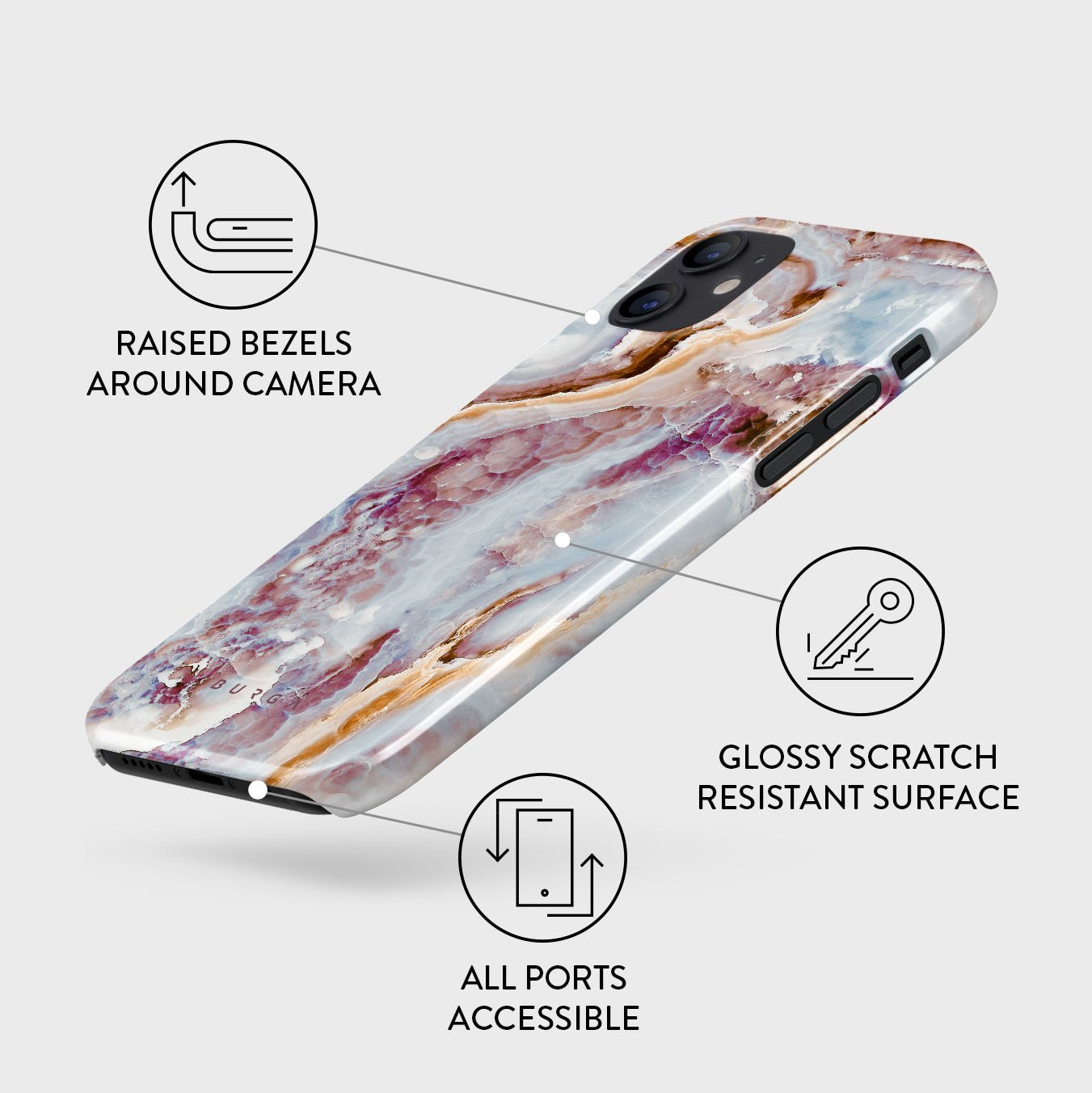 Frozen Leaves - Cute Marble iPhone 12 Case