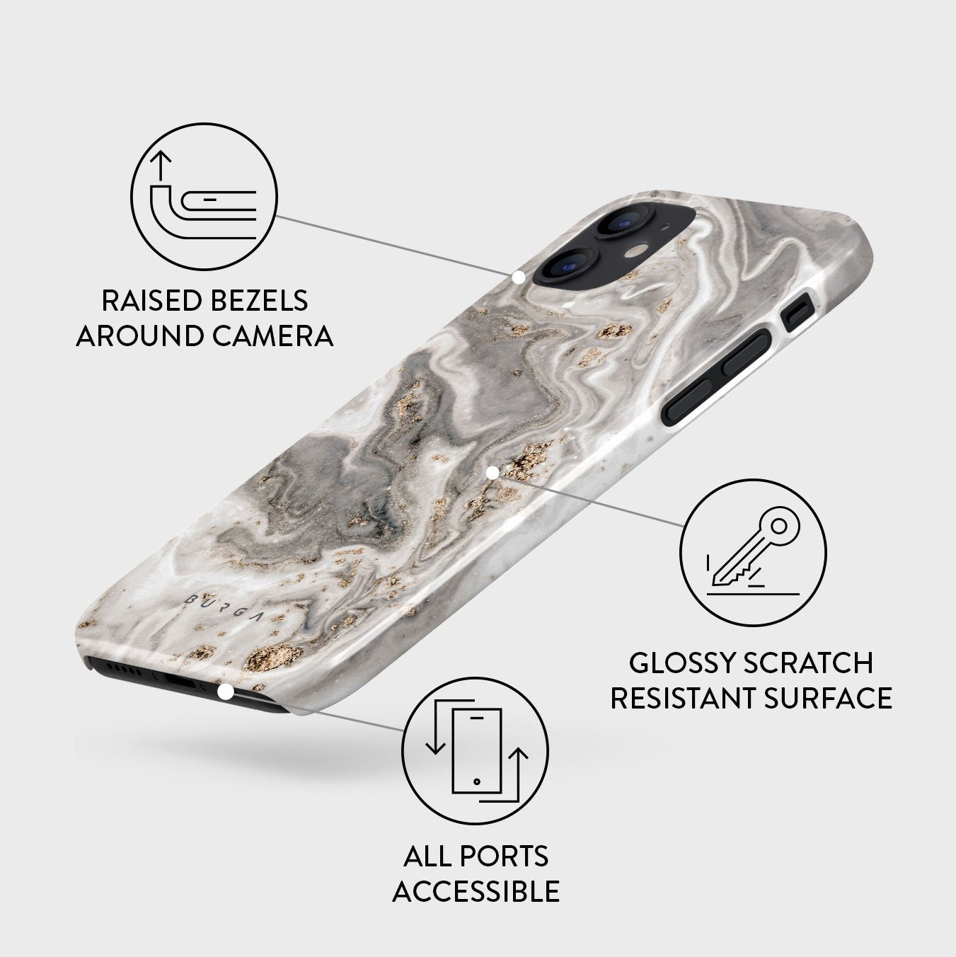 Snowstorm - Grey Marble iPhone 12 Mini Case