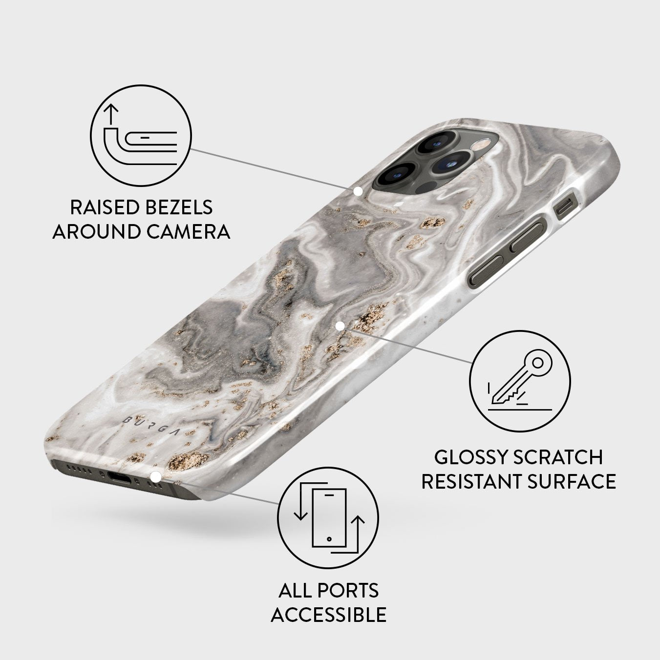 Snowstorm - Grey Marble iPhone 12 Pro Case