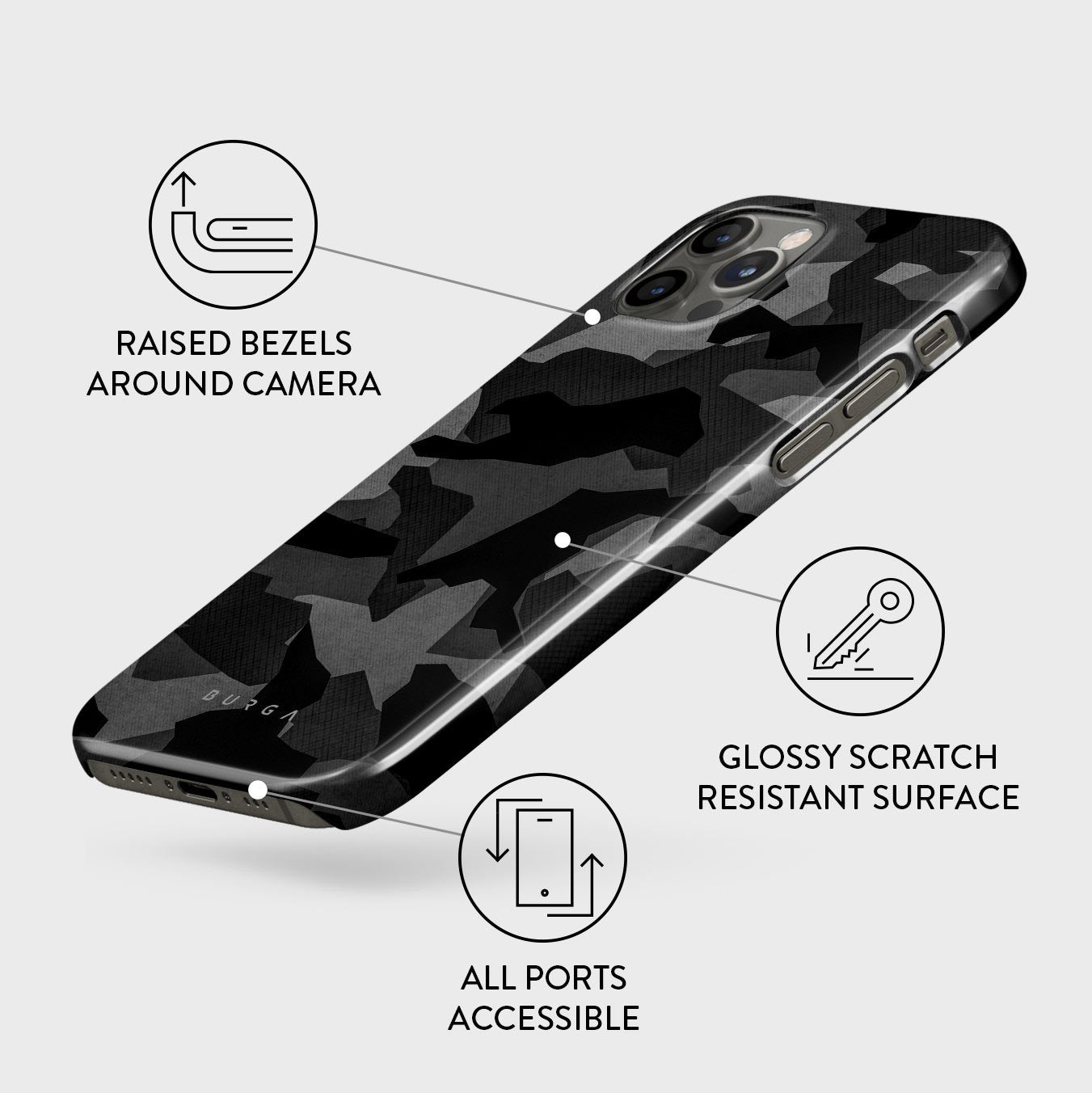 Night Black Camouflage - iPhone 12 Pro Max Case
