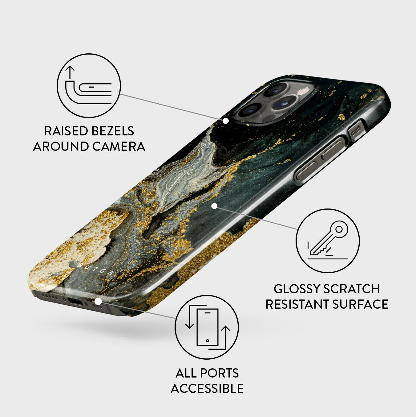 Northern Lights - Marble iPhone 12 Pro Case