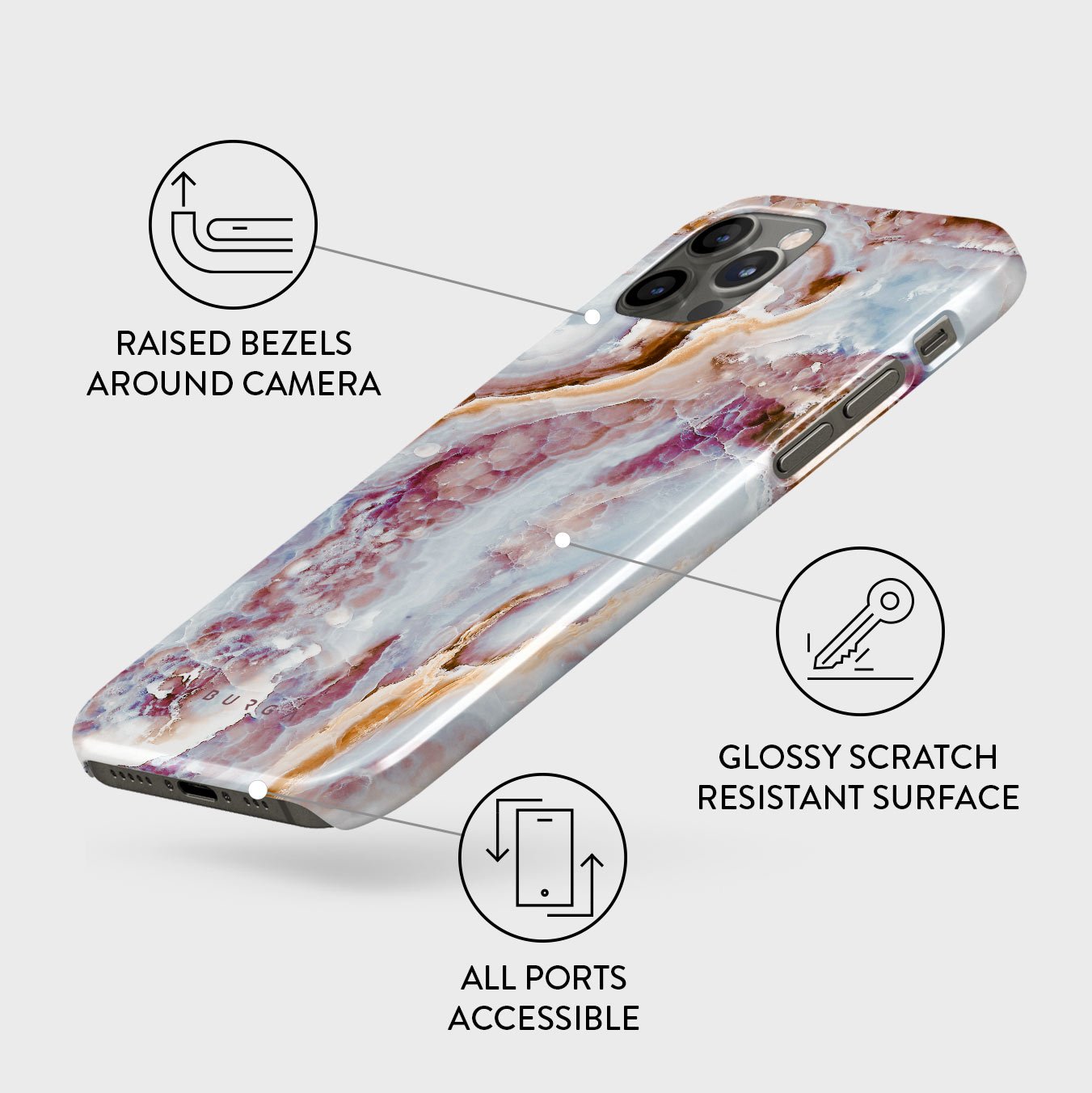 Frozen Leaves - Cute Marble iPhone 12 Pro Case