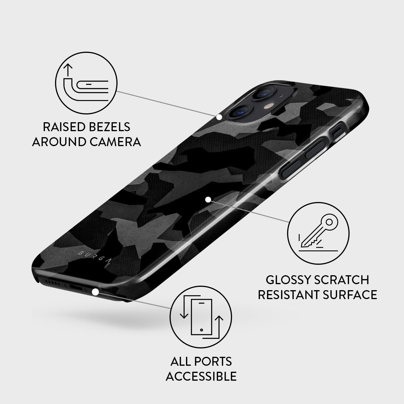 Night Black Camouflage - iPhone 12 Mini Case
